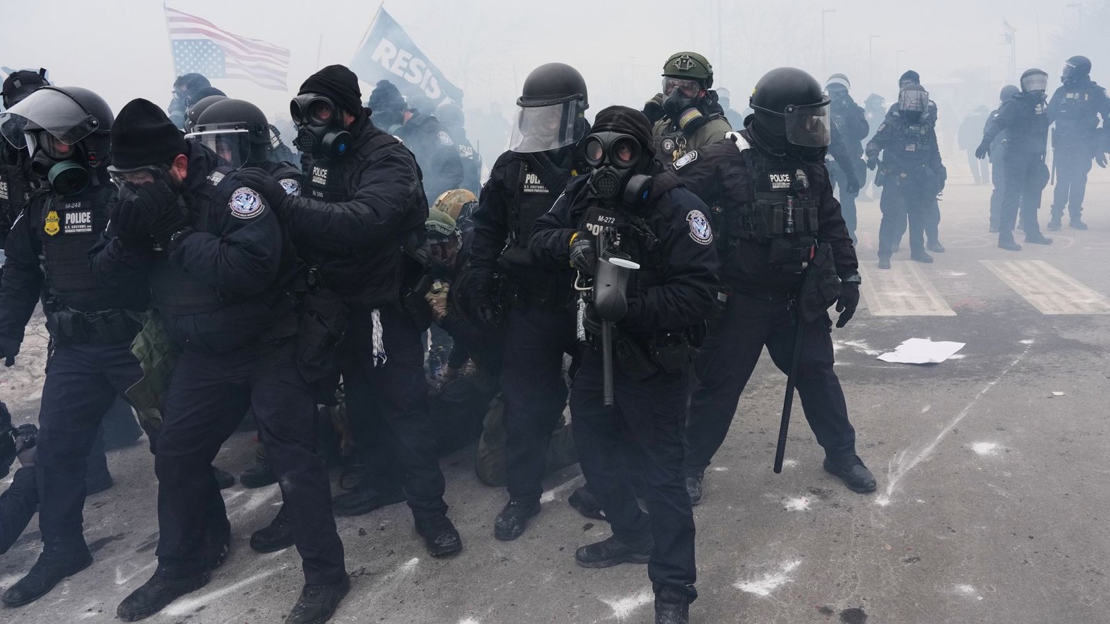 ‘Scene of utter chaos’: Sky correspondent struggles to speak as tear gas fired at ICE protesters